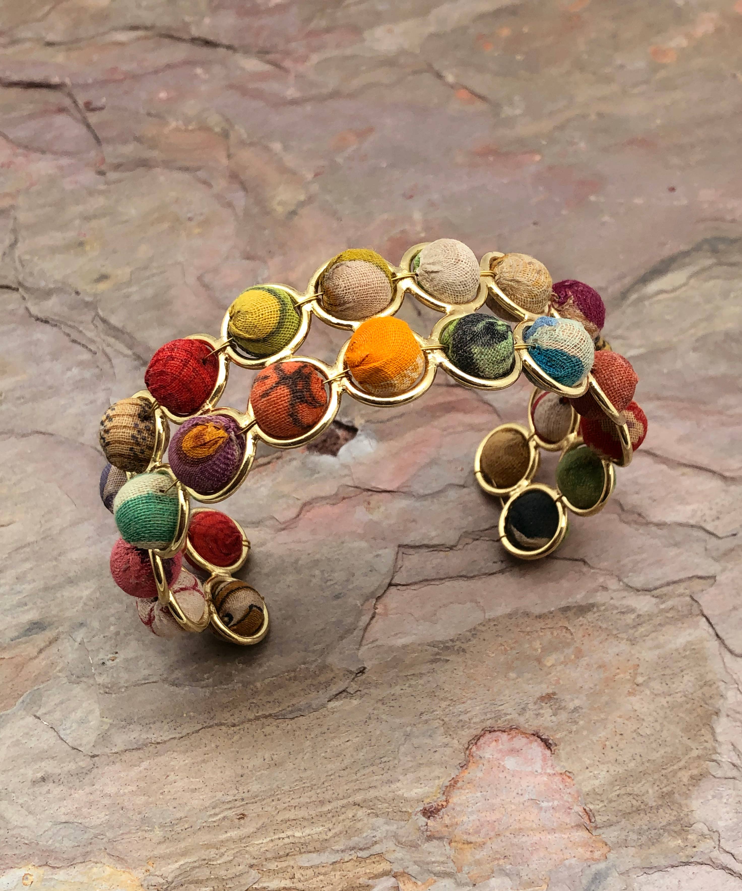 Aasha Kantha Brass Frame Handcrafted Bracelet
