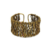 Basketweave Antique Brass Vertical Braided Rows Cuff