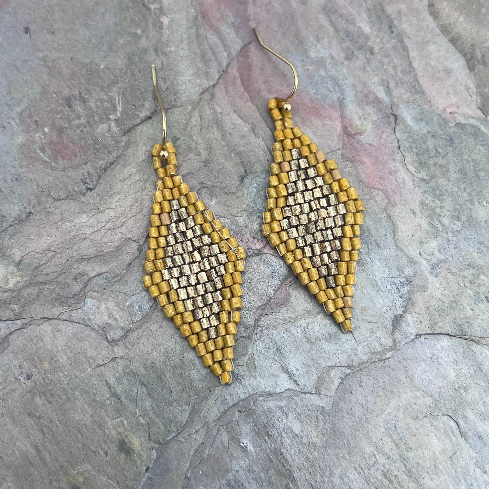 Seed Bead Diamond Shaped Earrings - Multiple Color Styles