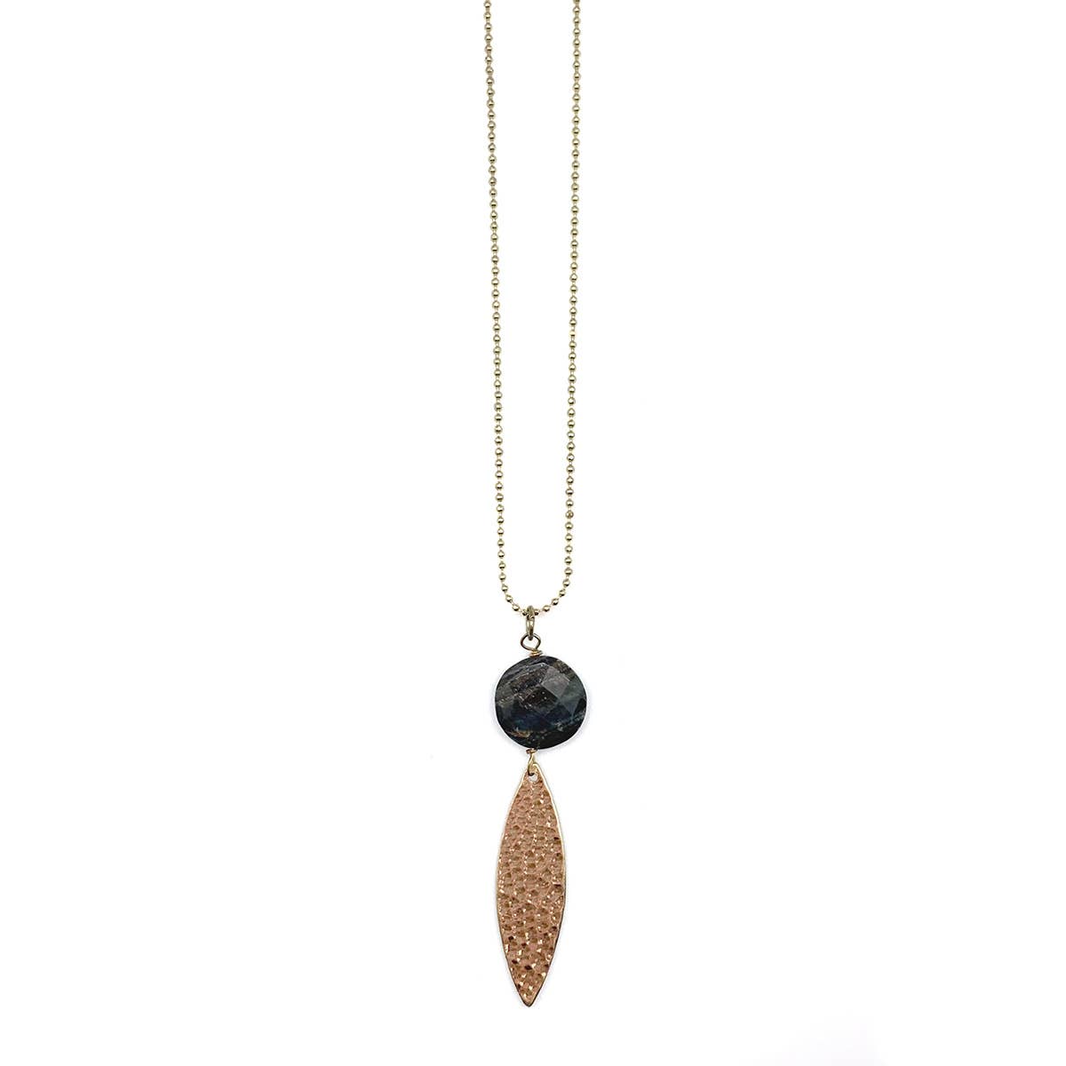 Akriti Gold and Medium Faceted Black TigerEye Necklace