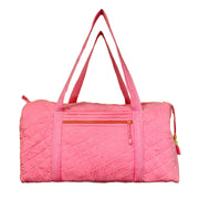 Aviva Collection - Quilted Solid Cotton Duffle Bag - Pink