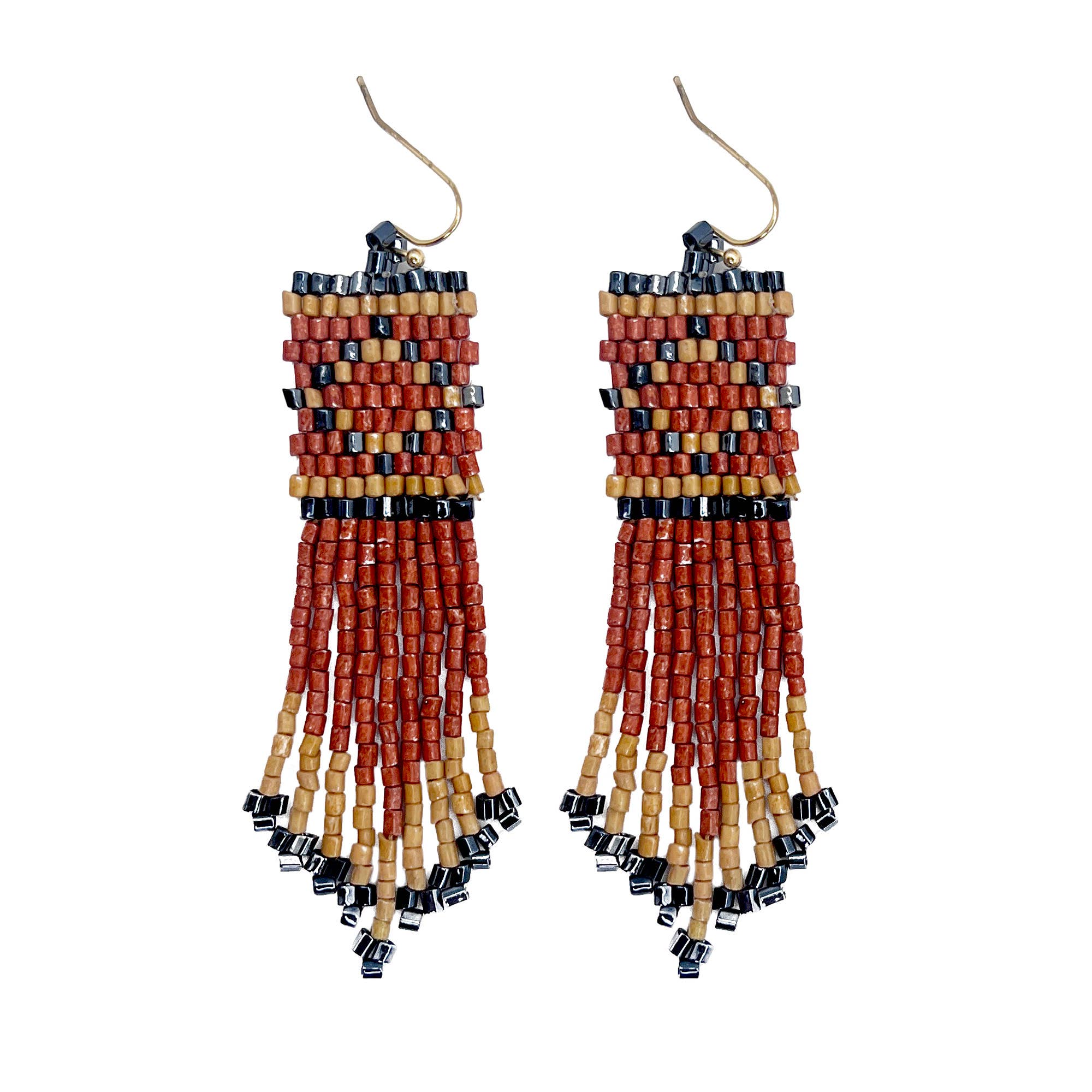 Seed Bead Tribal Fringe Earrings - Multiple Color Styles