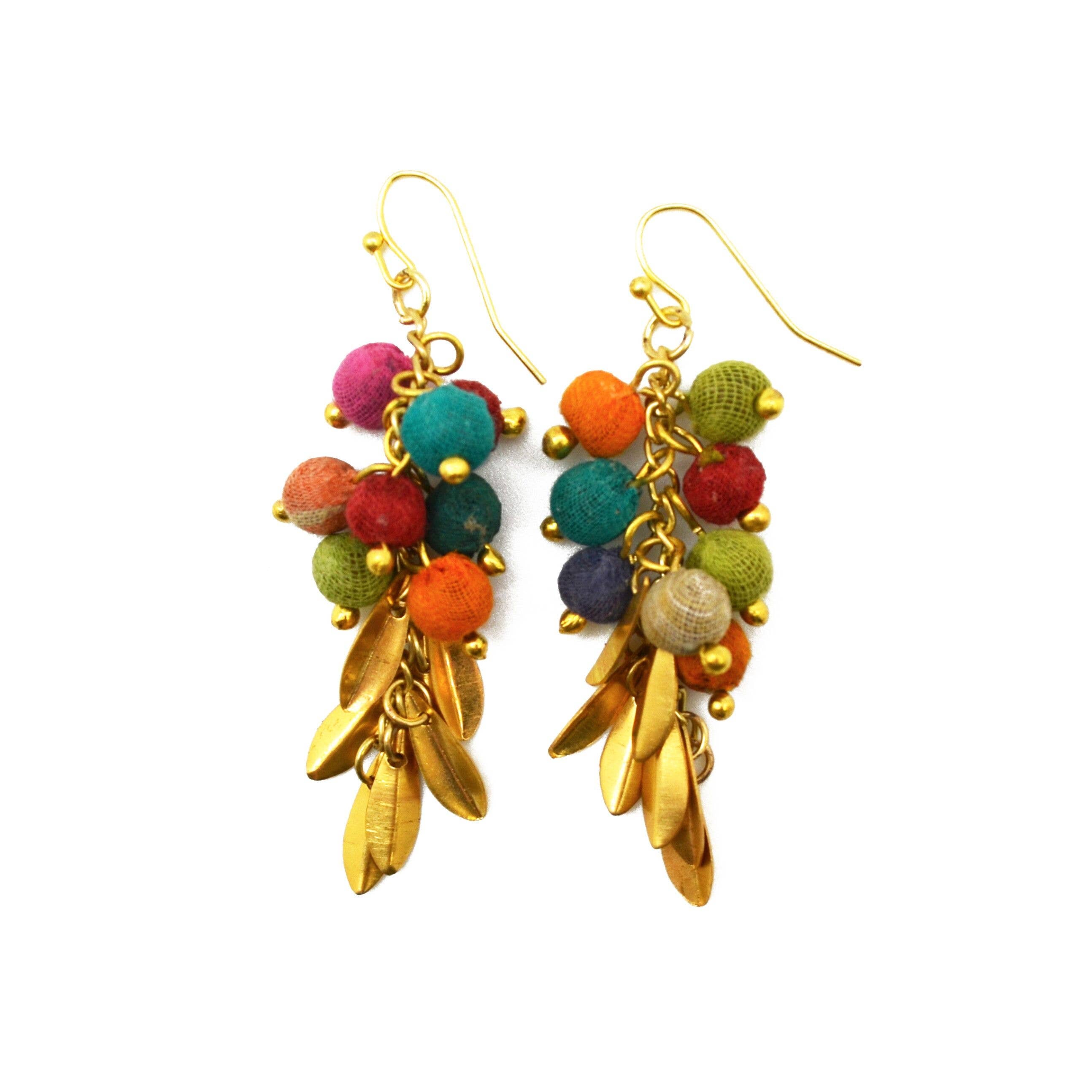 Aasha Kantha Handcrafted Fringe Dangle Earrings