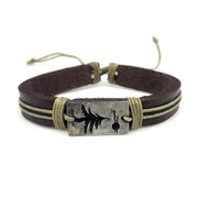 Pull Tie Leather Bracelet - Pine Tree with Moon