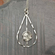 Silver Plated Pendant Necklace - Teardrop and Spiral