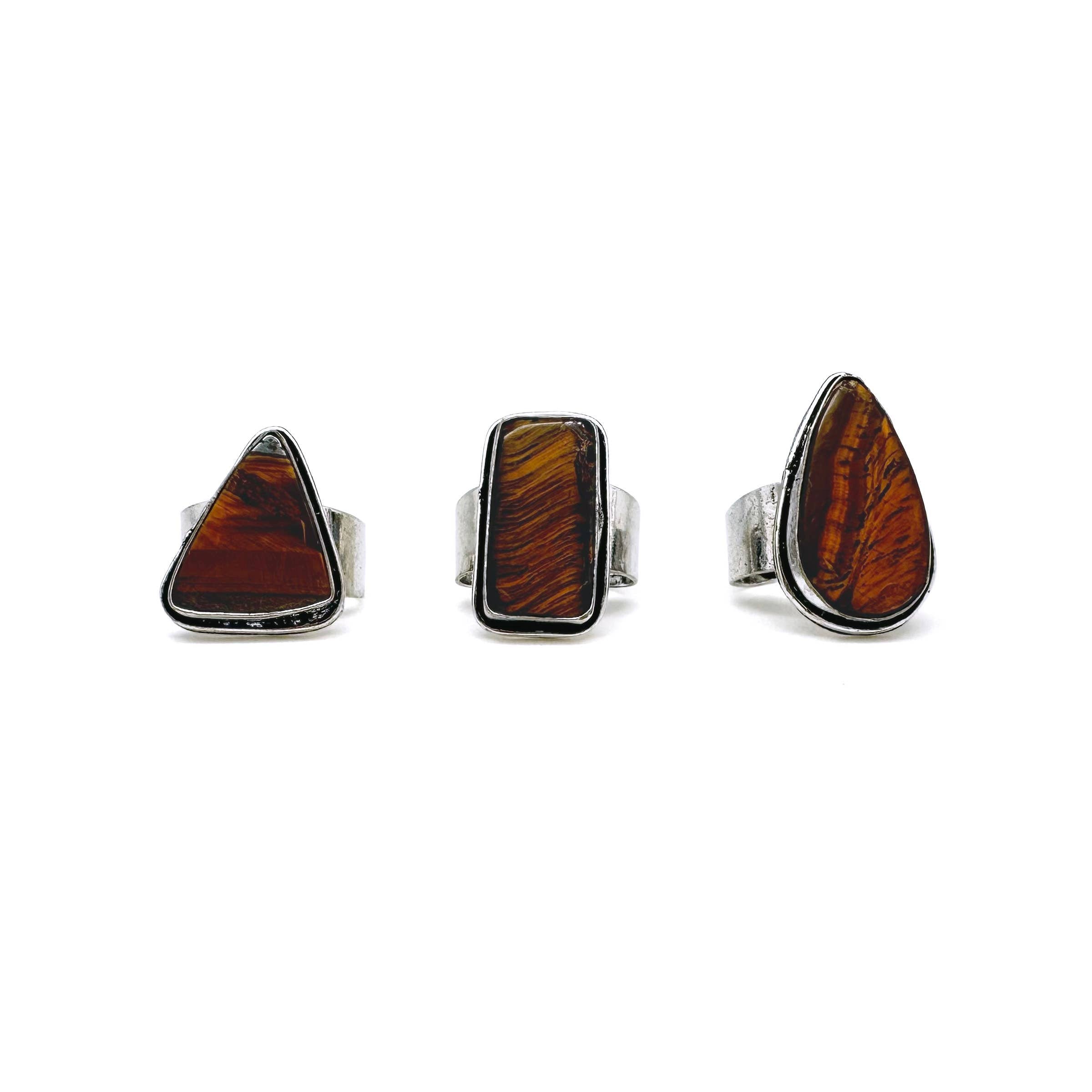 Handcrafted Kashi Semiprecious Stone Ring - Tigereye