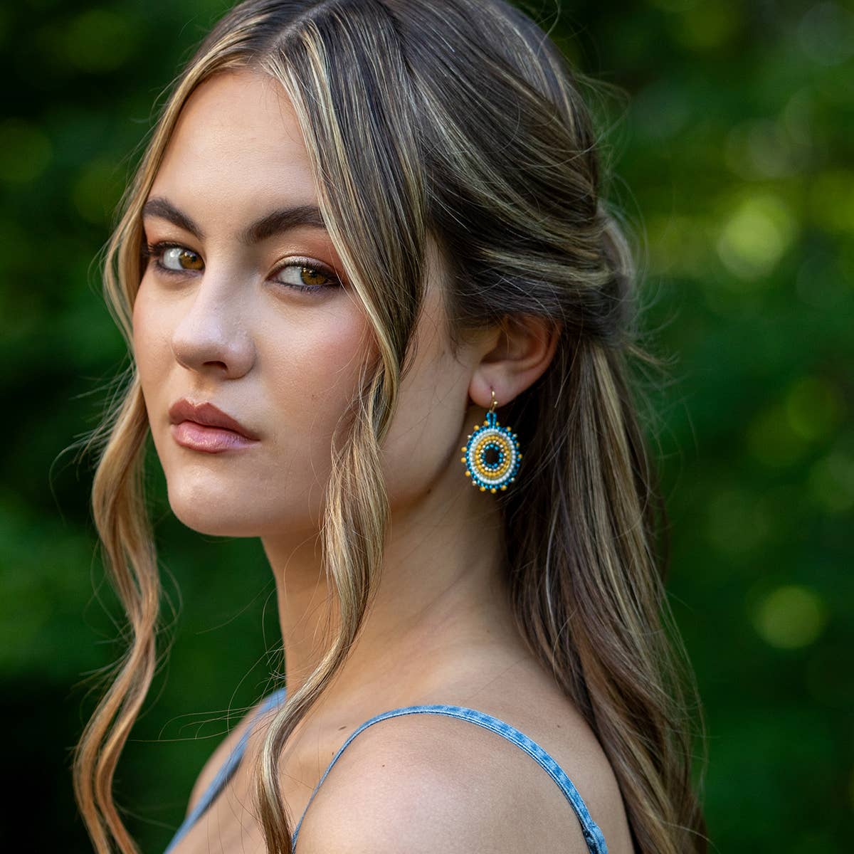Seed Bead Mandala Hoop Earrings- Multiple Color Styles