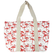 Handcrafted Canvas Bag with Block-Printed  Pink Flamingo