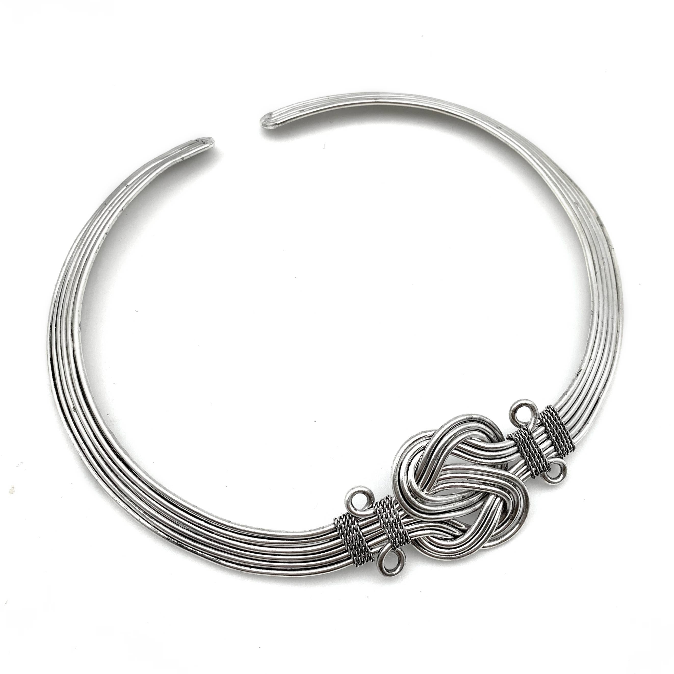 Silver Plated Necklace - Braided Knot Choker
