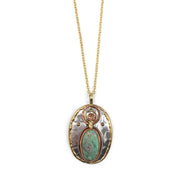 Mixed Metal and  Ruby Fuchsite Stone Pendant