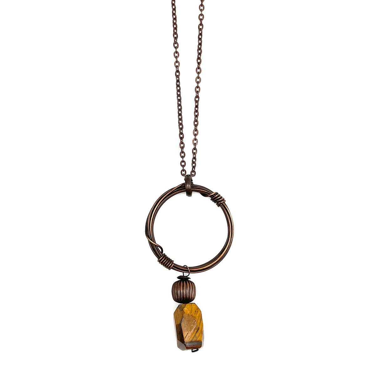Banjara Antiqued Ring Necklace with Tigereye Stone