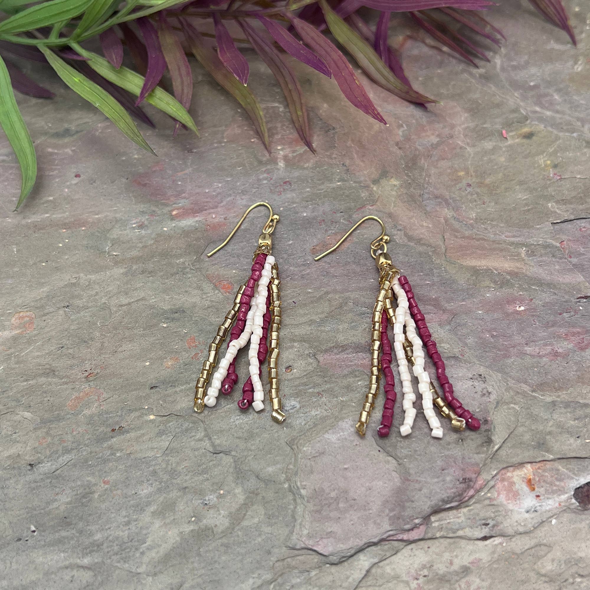 Seed Bead Simple Tassel Earrings - Multiple Color Styles