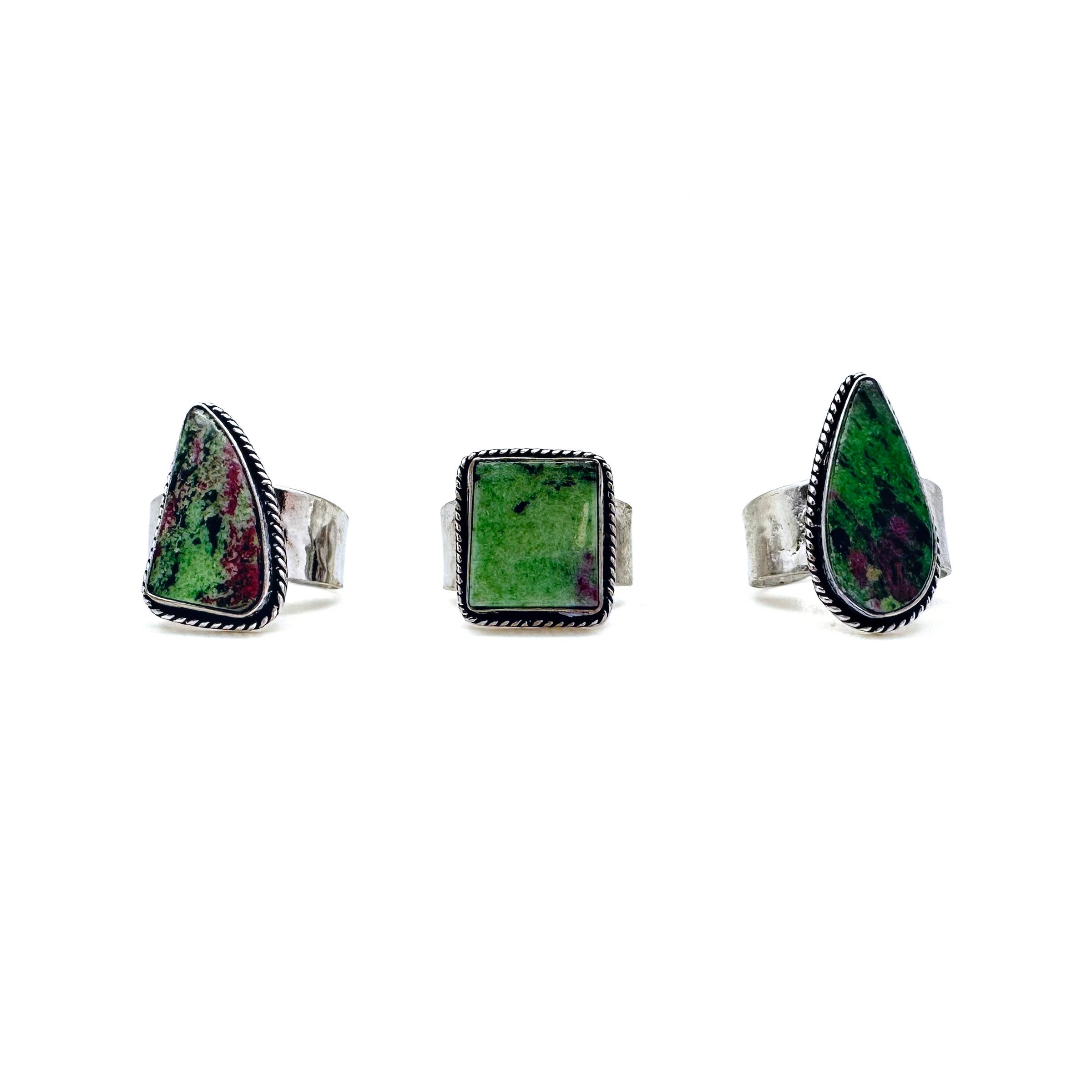 Kashi Semiprecious Large Stone Ring - Ruby Zoisite