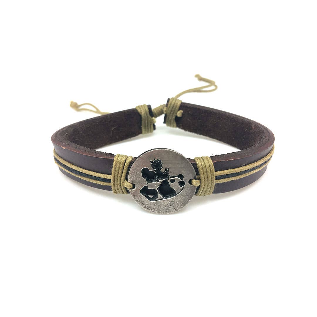 Pull Tie Leather Bracelet - Panda