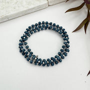 Sachi Wood Bead Wrap Bracelet - Blue