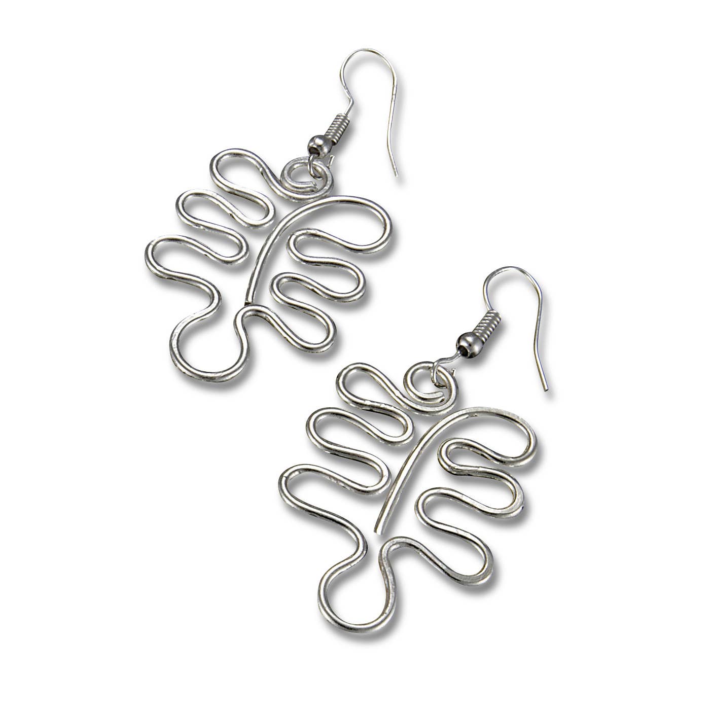 Silver Plated Earrings - Wavy Leaf
