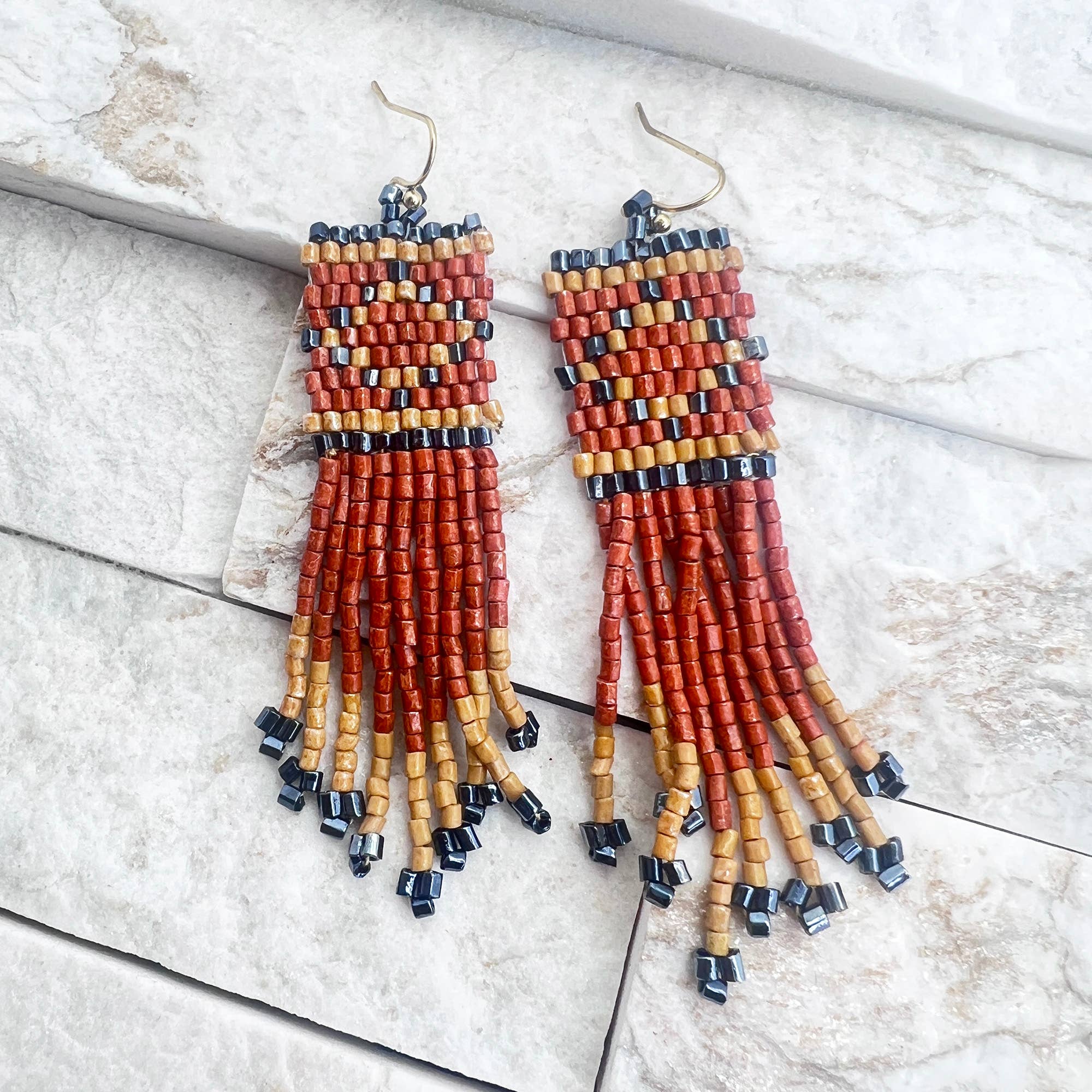Seed Bead Tribal Fringe Earrings - Multiple Color Styles
