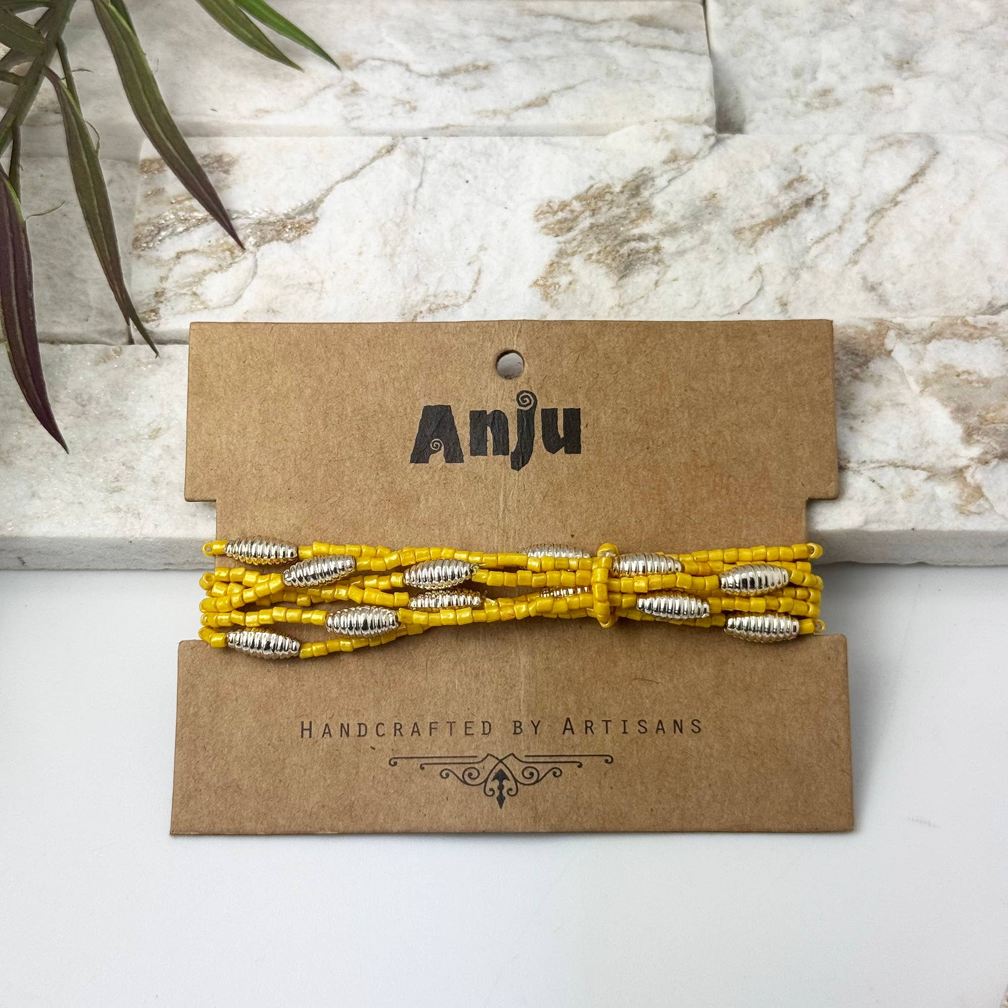 Seed Bead Stretch Bracelet - Yellow