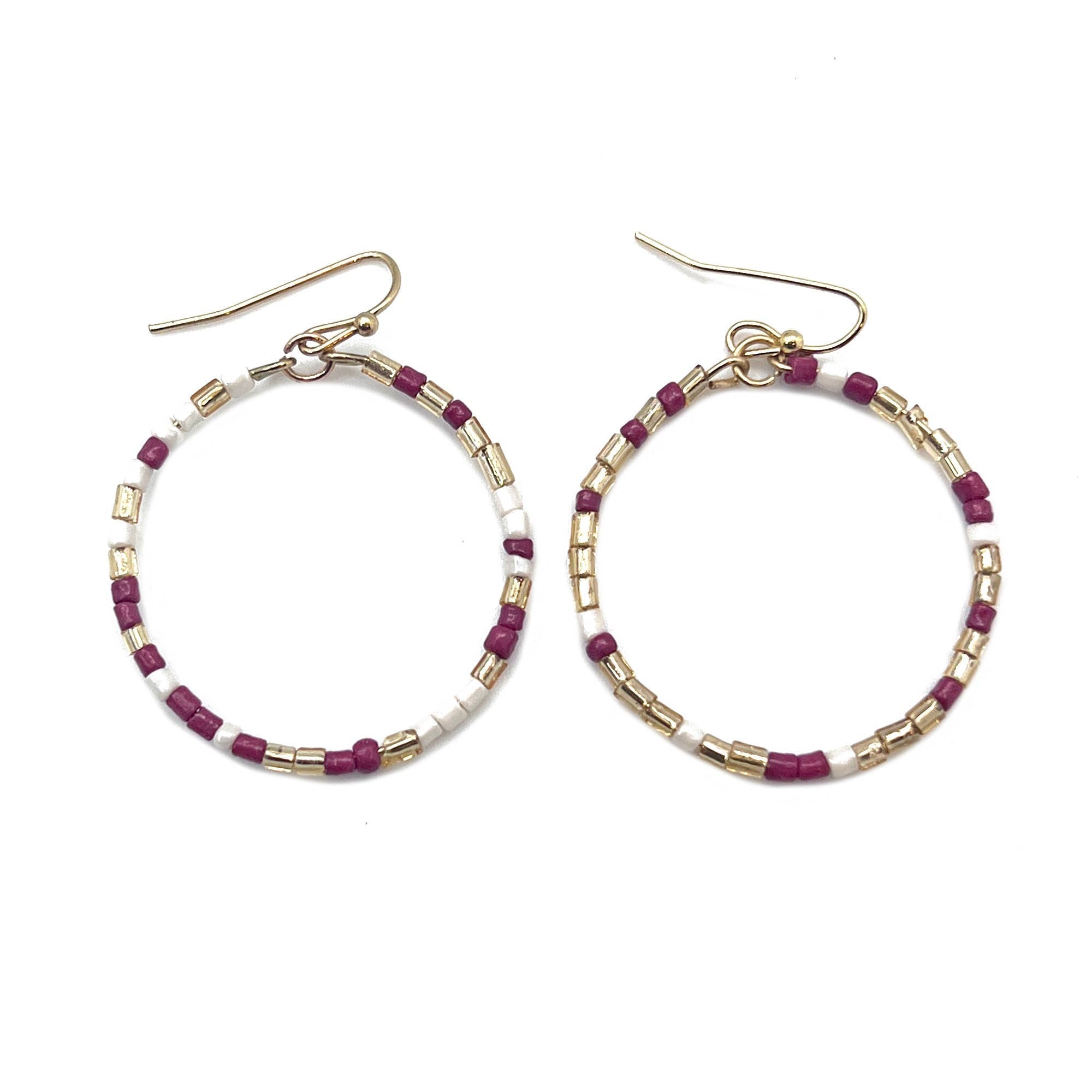 Seed Bead Hoop Earrings - Multiple Color Styles