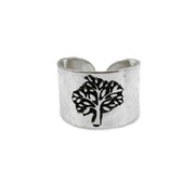 Silver Plated Adjustable Cuff Ring - Tree