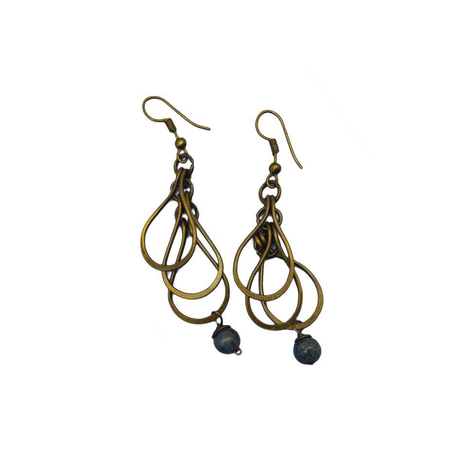 Banjara Layered Teardrops Lapis Earrings