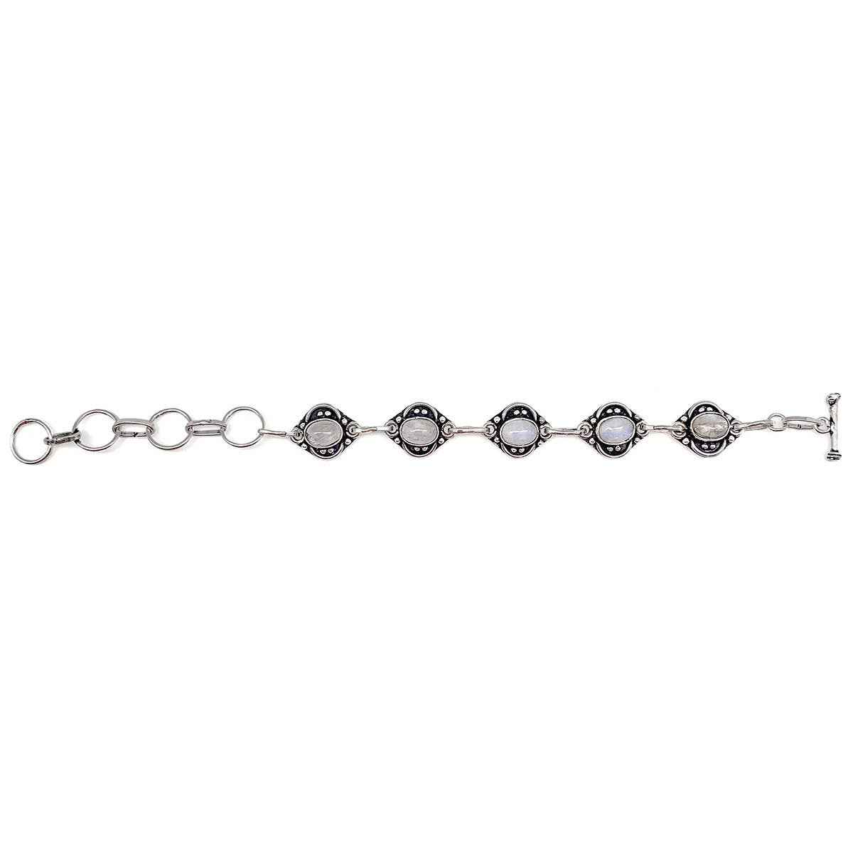 Tanvi Silver Link Bracelet - Moonstone Ovals