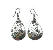 Octopus Silver Engraved Earrings