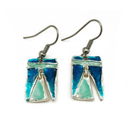 Pewter Earrings with Color Enamel - Teal/Aqua