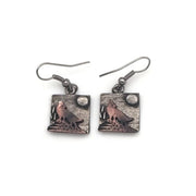 Pewter Earrings - Coyote Howling at Moon