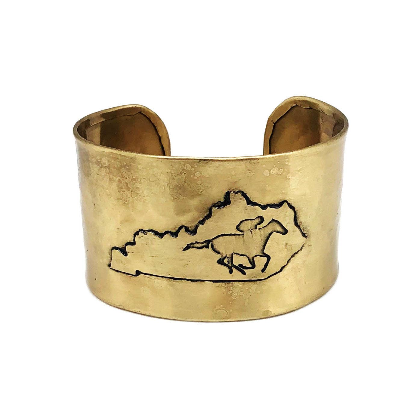 Antique Brass Adjustable Cuff Bracelet - Kentucky w/ Jockey