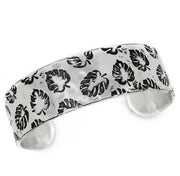 Monstera Leaves Silver Engraved Cuff Bracelet