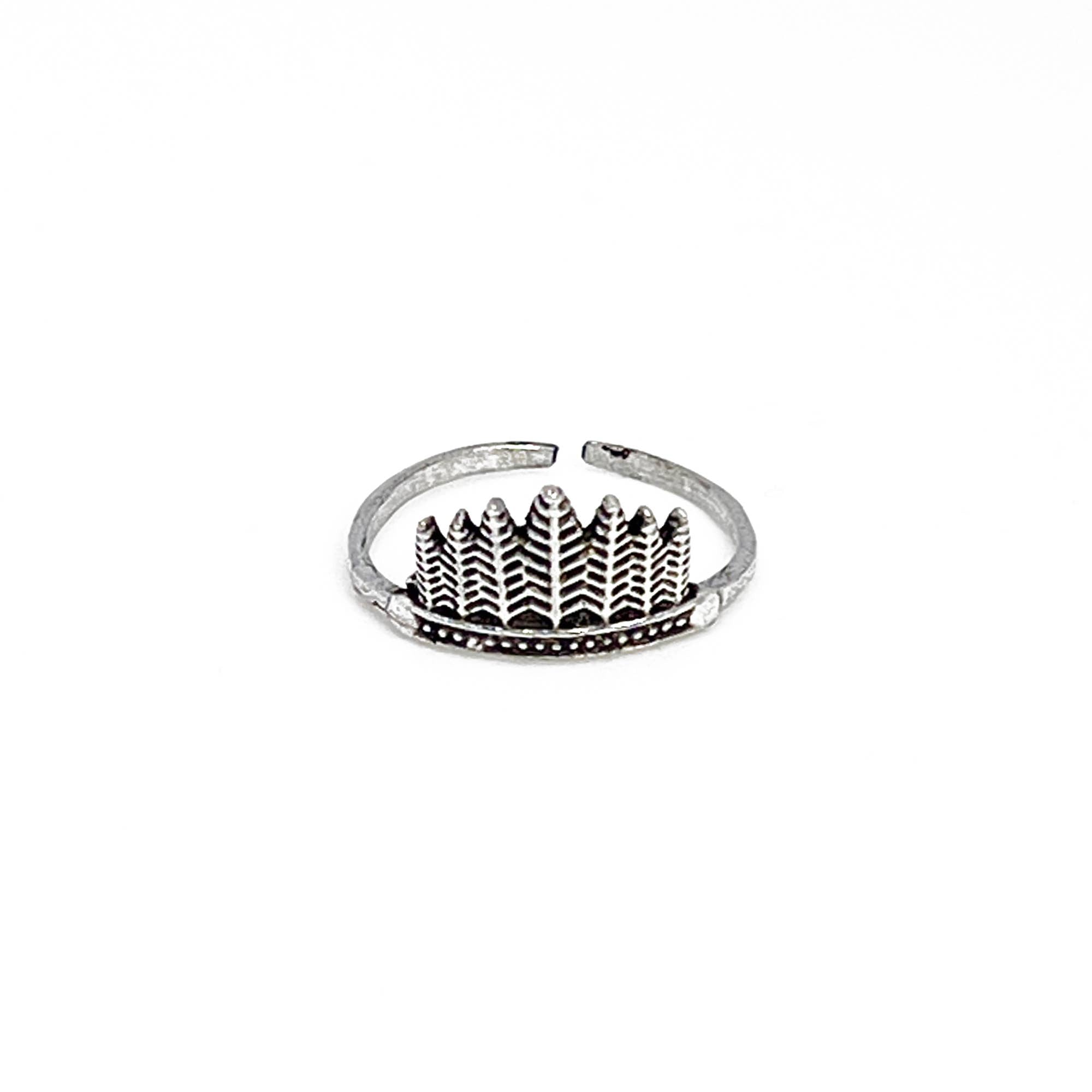 Handcrafted Silver Plated Brass Forest Tree Ring