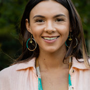 Sachi Island Waterfalls Earrings - Multi Colorblock Hoop