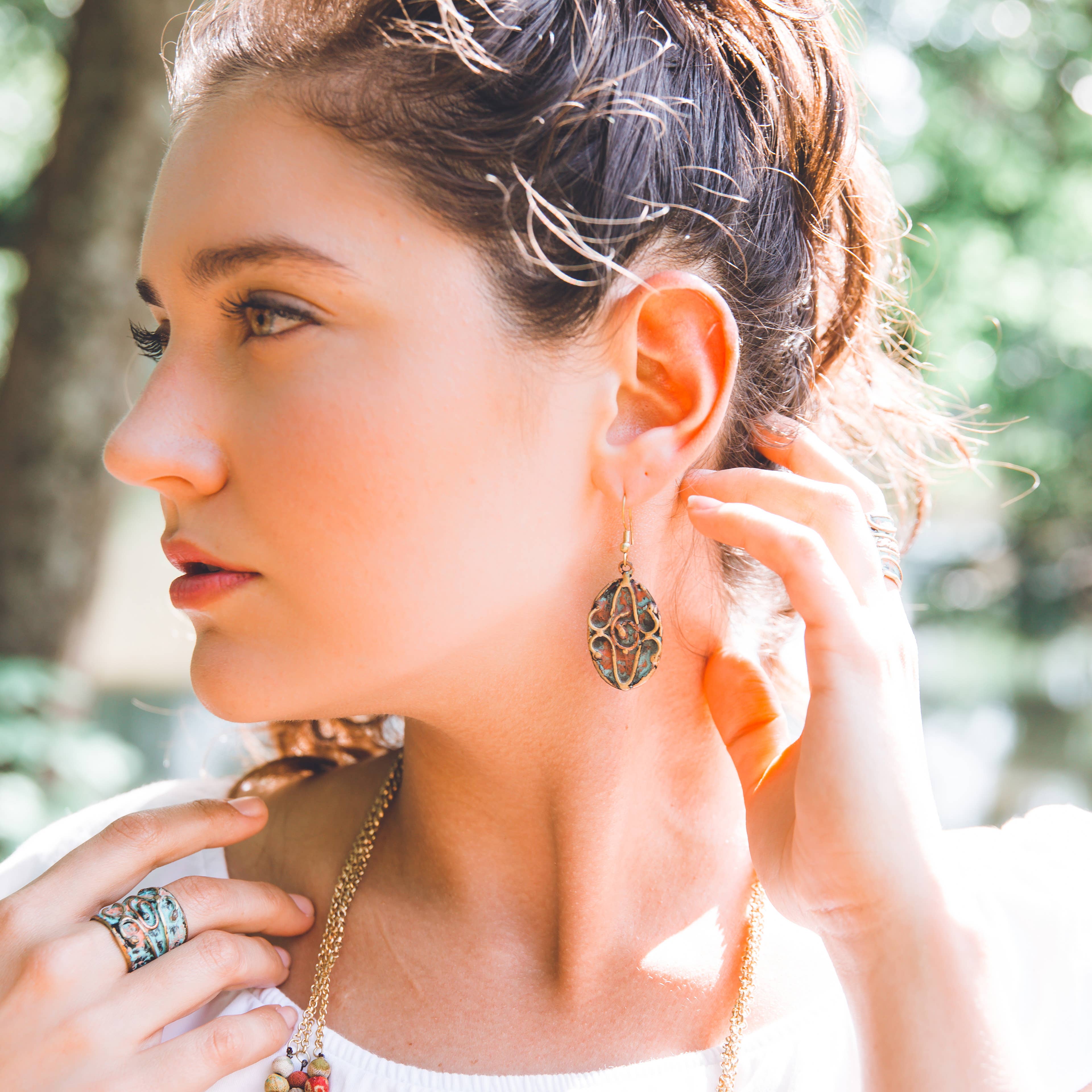 Brass Patina Curled Vs Earrings