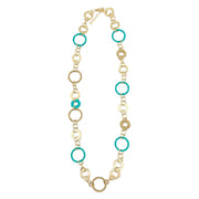 Sachi Raffia Rings Necklace - Teal Large and Small Rings