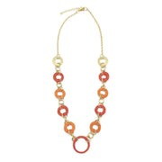 Sachi Raffia Rings Necklace - Rust and Orange Small Rings