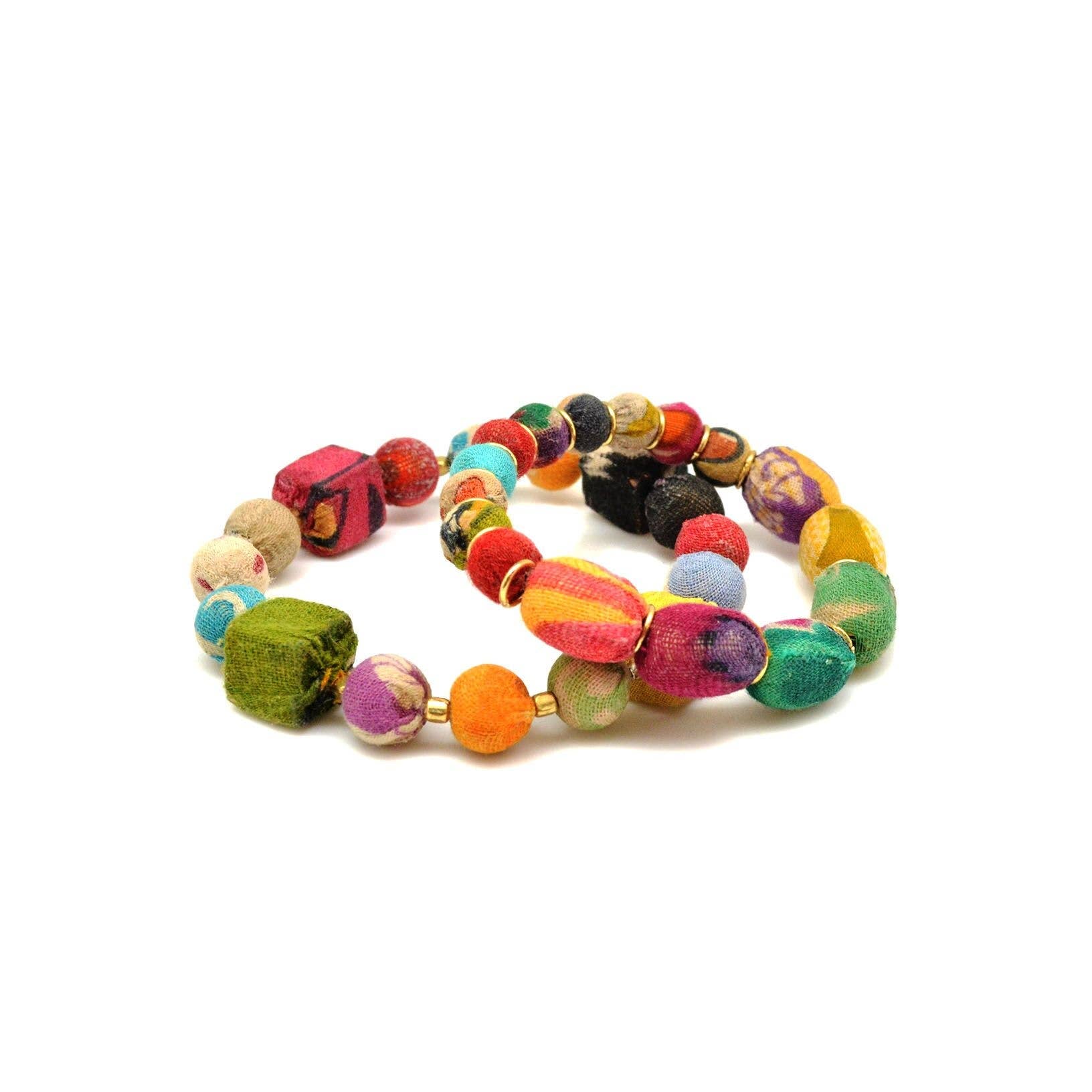 Aasha Kantha  Mixed Beads Set of Stretch Bracelets
