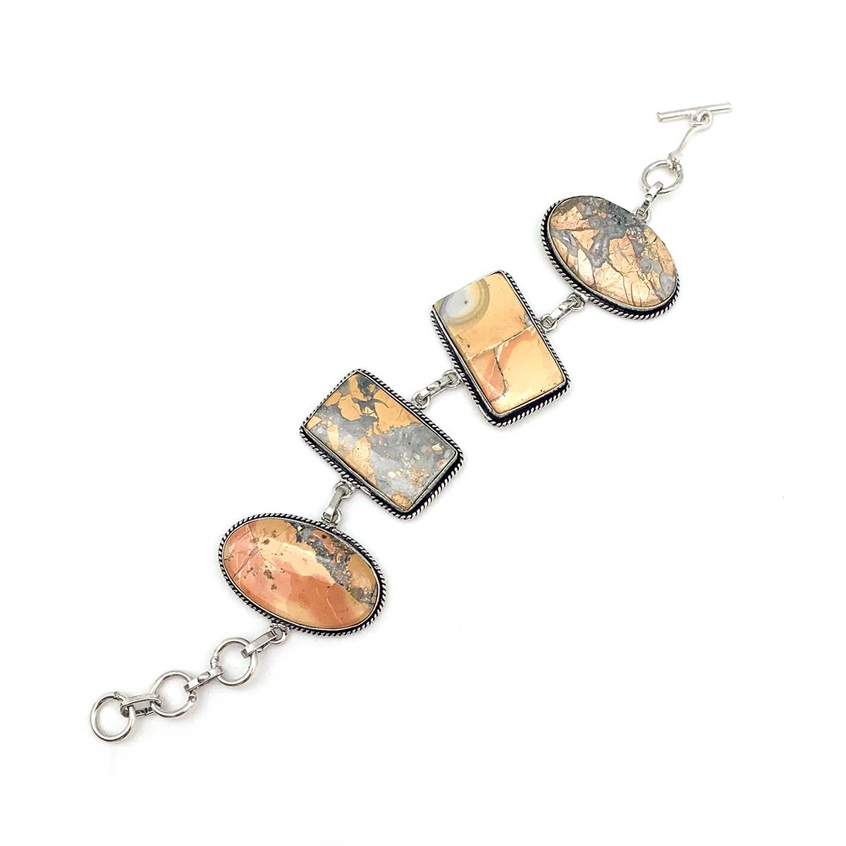Handcrafted Semiprecious Stone Link Bracelet-Maligano Jasper