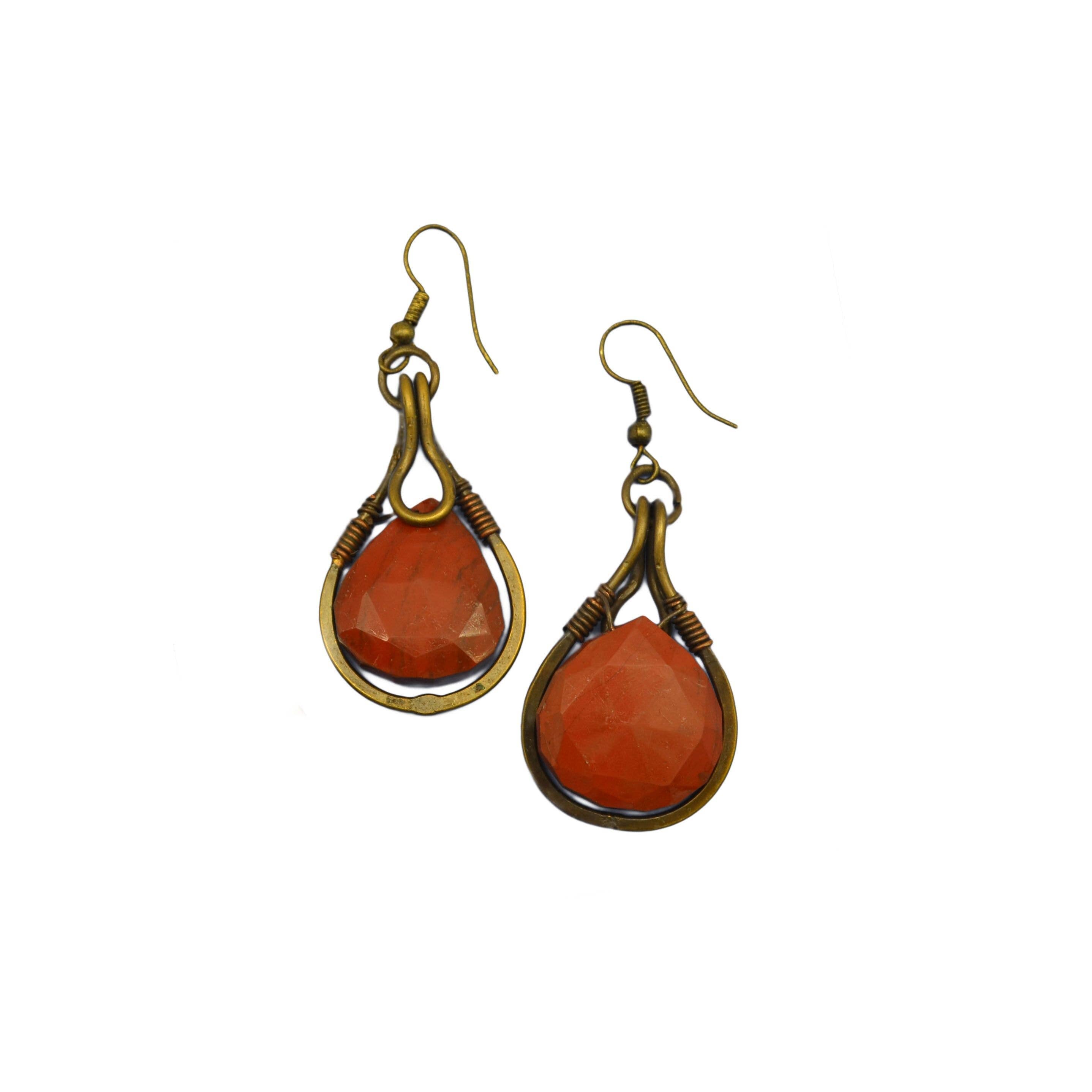 Banjara Red Jasper Teadrop Earrings