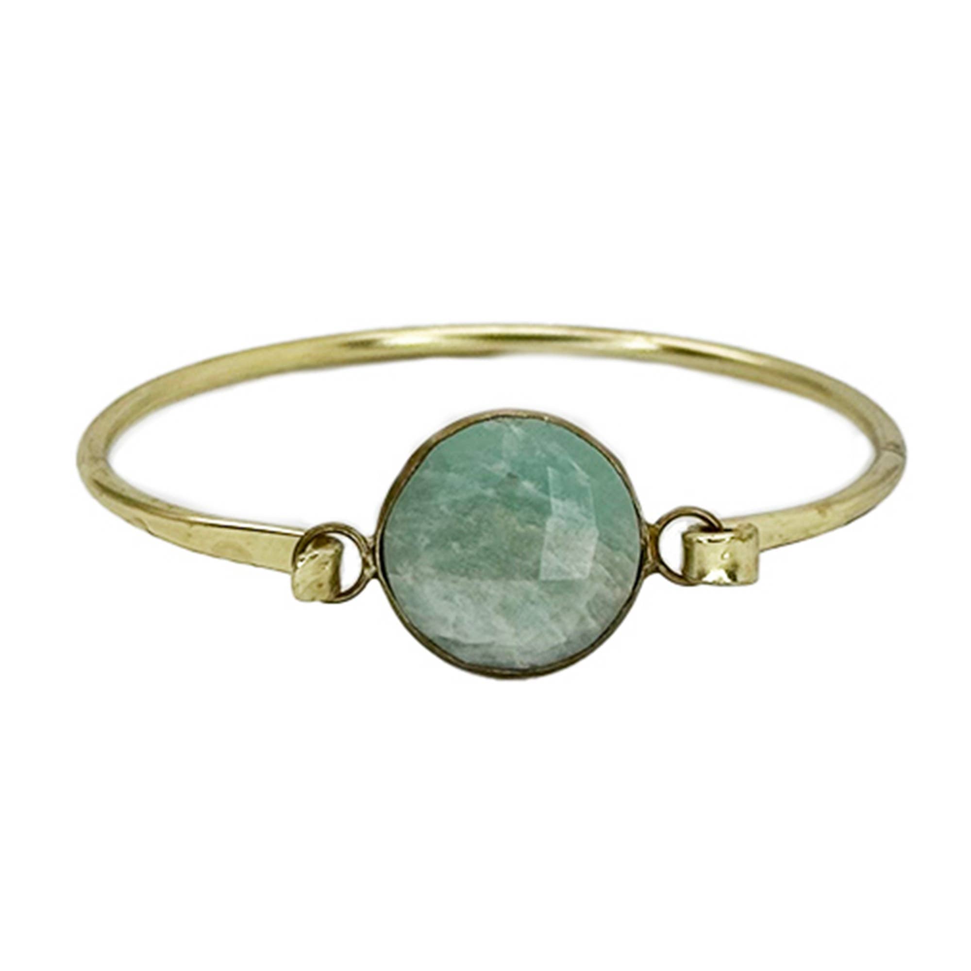 Gold Plated Bracelet with Semi-Precious Stone - Amazonite