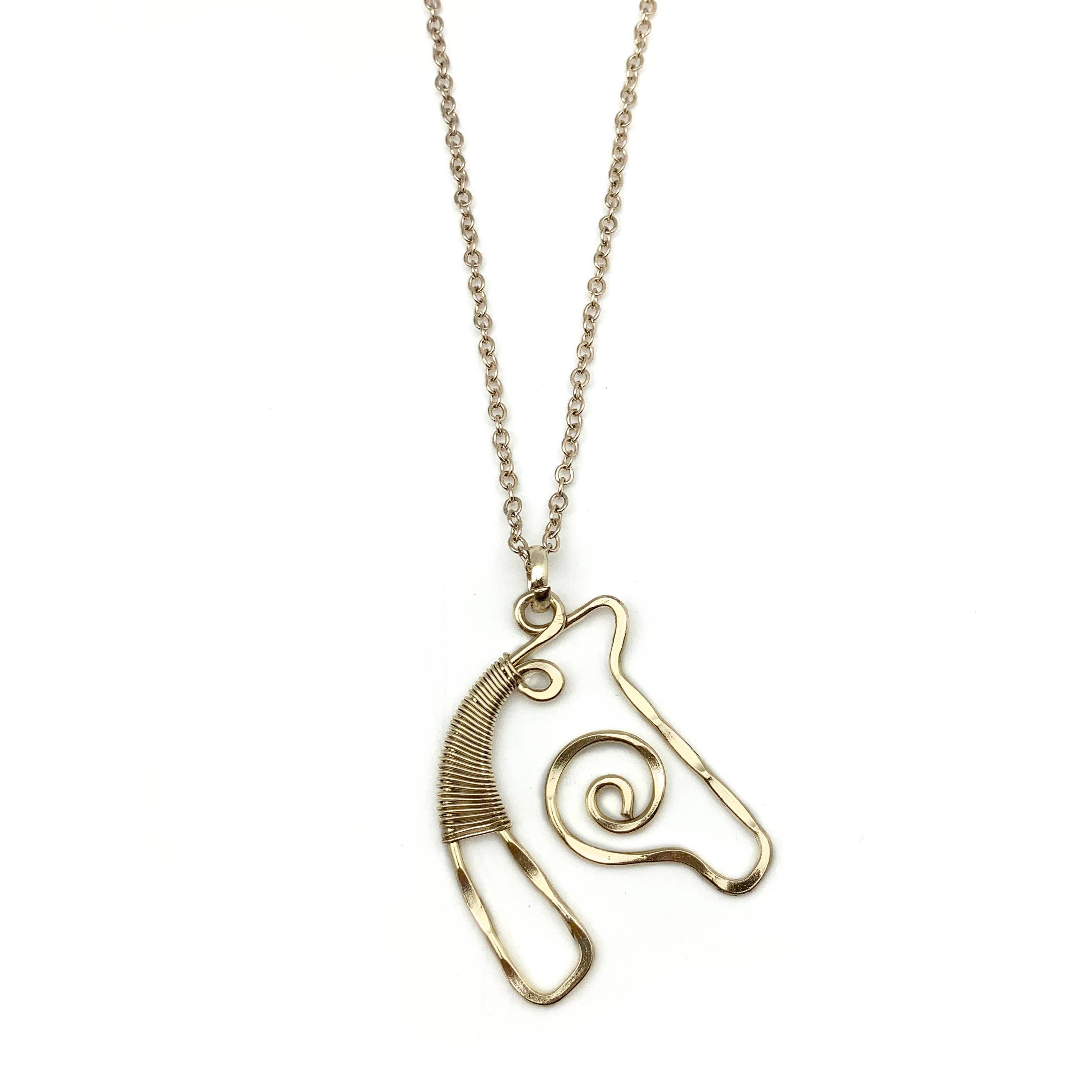 Gold Plated Pendant Necklace - Horse