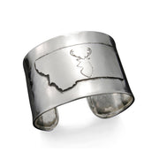 Silver Adjustable Cuff Bracelet - Montana with Elk