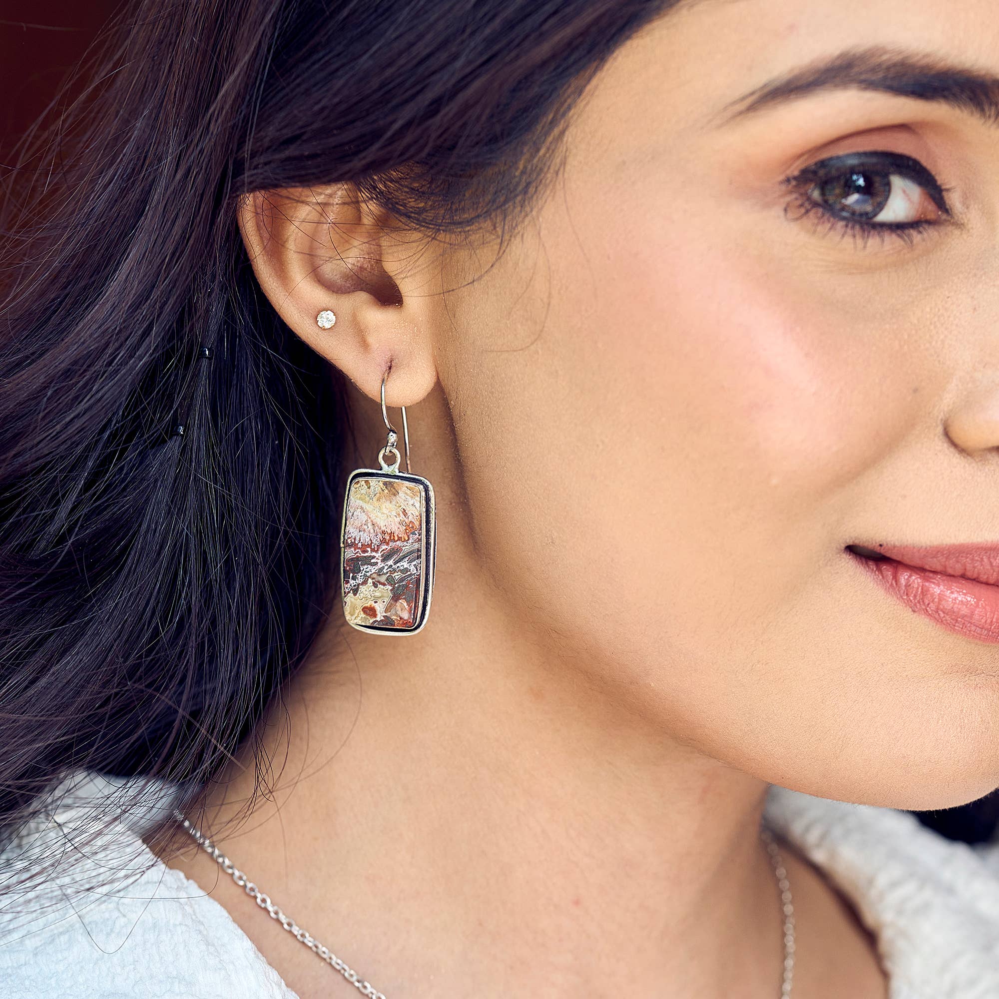 Handcrafted Semiprecious Stone Earrings - Maligano Jasper