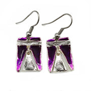 Pewter Earrings with Color Enamel - Purple/Grey