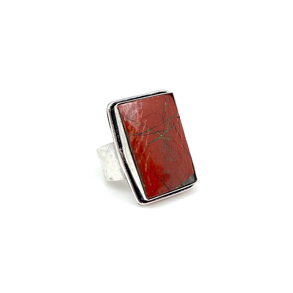 Handcrafted Kashi Semiprecious Stone Ring - Red Jasper