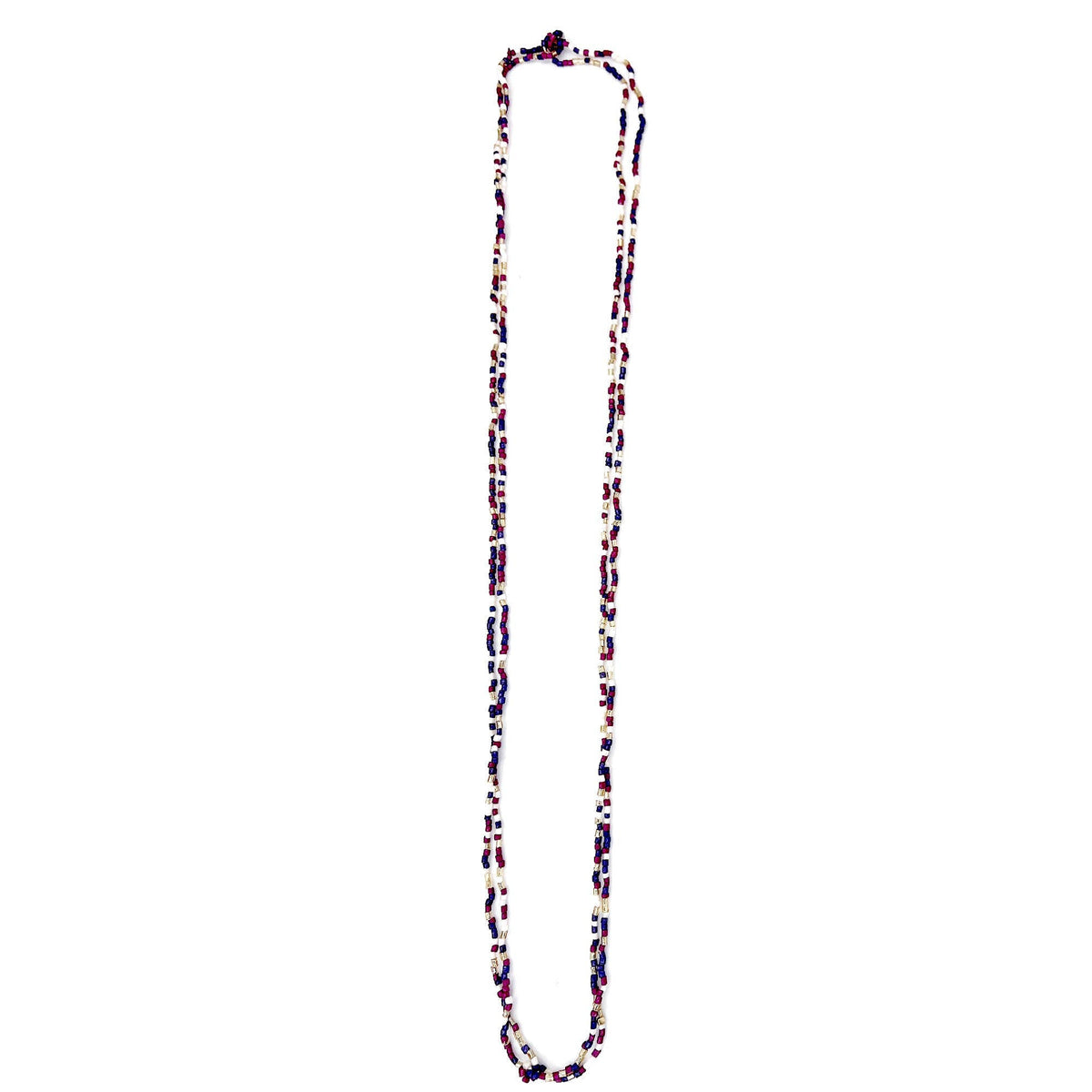 Seed Bead Long Multi-Strand Necklaces- Navy, Burgundy and Gold