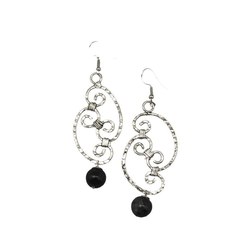Banjara Sodalite Hammered Semi Circles Earrings