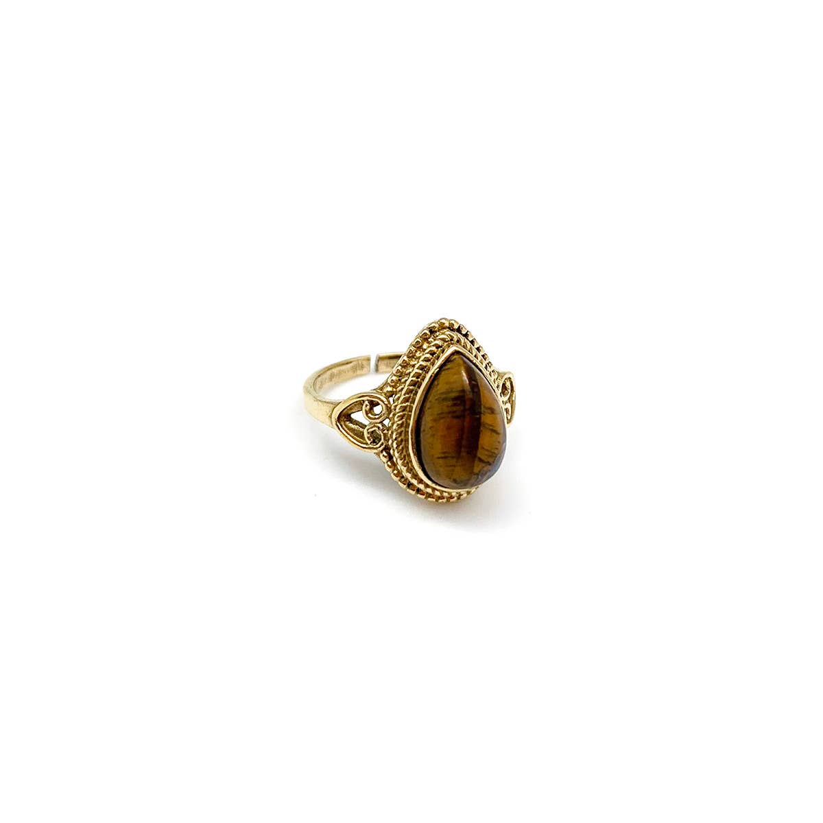 Tanvi Collection Ring - Gold Teardrop with Tigereye