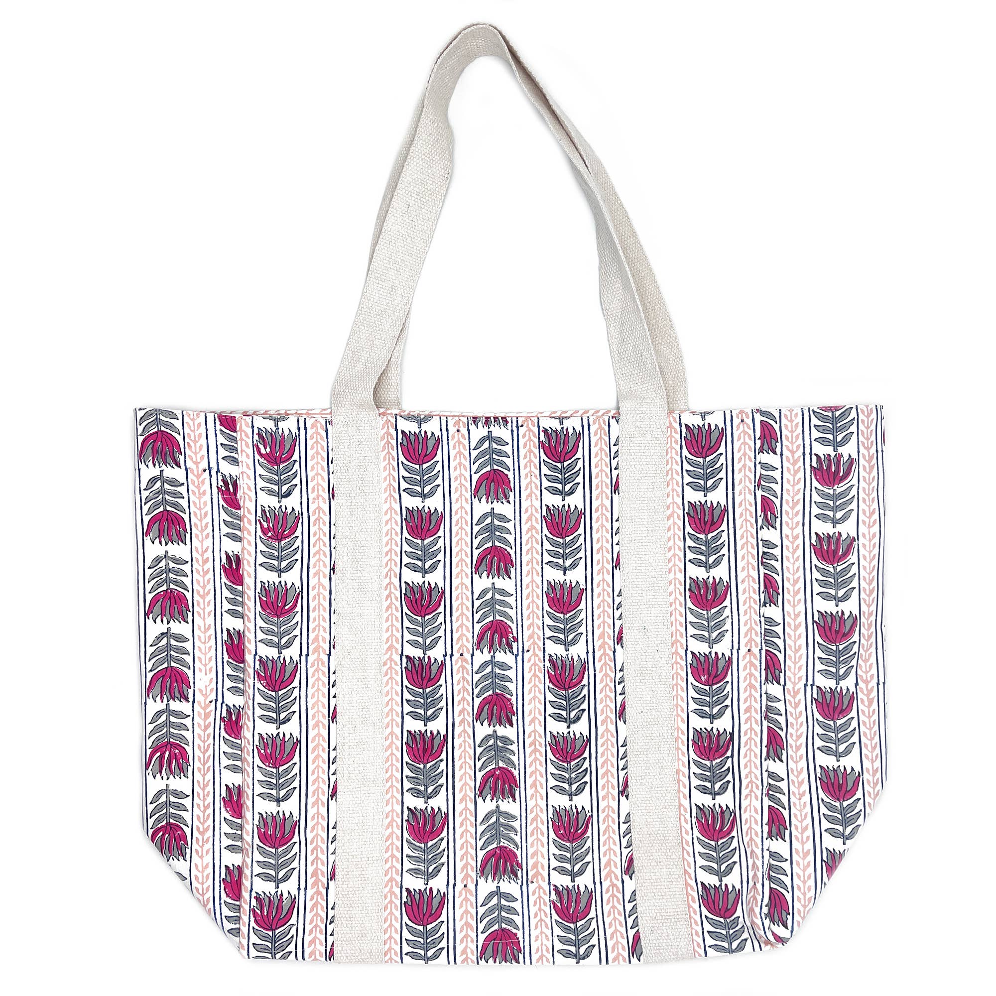 Handcrafted Canvas Bag with Block-Printed  Sweet Pea