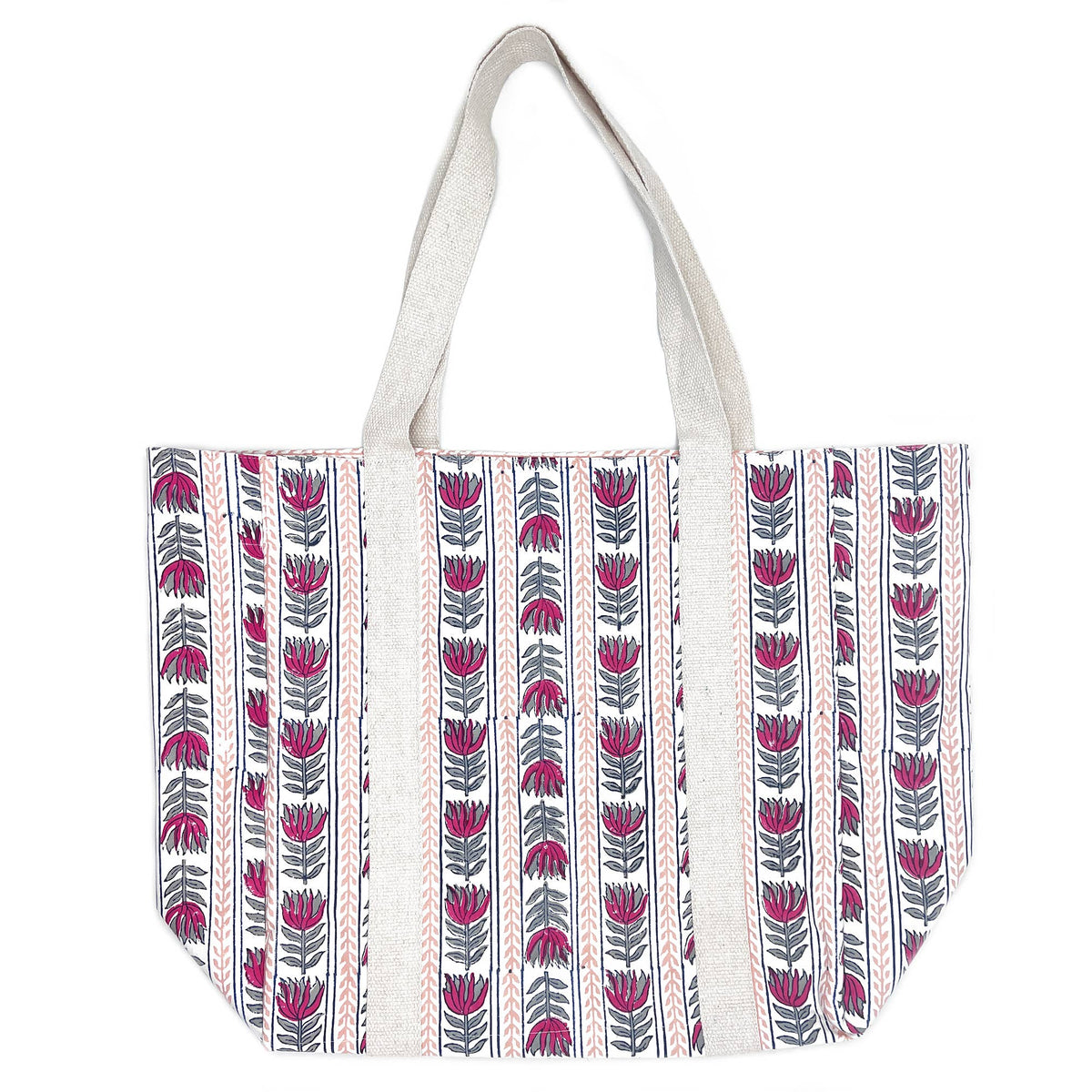 Handcrafted Canvas Bag with Block-Printed  Sweet Pea